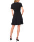 Women's Short-Sleeve Fit & Flare Bow-Trim Dress