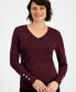 Фото #1 товара Women's Button-Cuff V-Neck Sweater, Created for Macy's