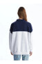 LCW Vision Gömlek Yaka Baskılı Uzun Kollu Oversize Kadın Sweatshirt