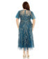 Women's Plus Size High Neck Flutter Sleeve A Line Embellished Dress