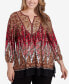 Фото #1 товара Plus Size Embellished Placket Decorative Border Print Knit Top