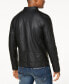 Фото #5 товара Men's Faux-Leather Detachable-Hood Motorcycle Jacket