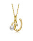 Kids/Teens Personalized 14K Gold Plated Initial Pearl Pendant Necklace