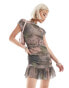 Фото #1 товара COLLUSION camo printed T- shirt ruffle dress in multi