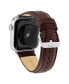 ფოტო #2 პროდუქტის Brown Smooth Leather Strap with Contrast Stitching and Silver-Tone Stainless Steel Lugs for 42mm, 44mm, 45mm, Ultra 49mm Apple Watch