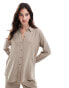 Selected Femme linen touch shirt in beige грейдж, 36 - фото #1