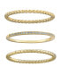Cubic Zirconia and Twisted Band Beaded Stackable Ring Trios in Gold Over Sterling Silver
