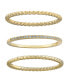 ფოტო #2 პროდუქტის Cubic Zirconia and Twisted Band Beaded Stackable Ring Trios in Gold Over Sterling Silver