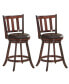 Set of 2 25'' Swivel Bar stool Leather Padded Dining Pub