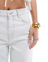 Mango low waist straight leg jeans in washed light blue