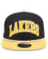 Фото #3 товара Men's Black/Gold Los Angeles Lakers Throwback Team Arch Golfer Snapback Hat