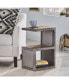 Фото #3 товара Modern Industrial Mango Wood Side Table with Shelving