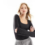 Фото #1 товара ONLY seamless reversible long sleeve top in black