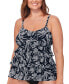Plus Size Tiered Printed Tankini Top, Created for Macy's