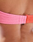 & Other Stories crinkle twist knot bikini top in colour block pink and red