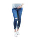 Maternity Jagged Hem Destructed Jean with Belly Band
