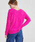 Фото #2 товара Petite 100% Cashmere V-Neck Faux-Pearl-Embellished Sweater, Created for Macy's