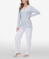 Women's Henley Top with Microlight Lounge Pant Set, 2 Piece