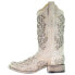 Фото #4 товара Corral Boots Glitter Studded TooledInlay Square Toe Cowboy Womens Off White Cas