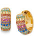 Gold-Tone Small Multicolor Pavé Hoop Earrings, 0.5"