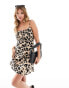 Фото #2 товара Mango leopard print cami mini dress in brown