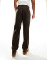 Фото #2 товара ASOS DESIGN smart straight leg wool mix trousers in brown herringbone