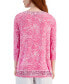 Фото #2 товара Women's Printed 3/4 Sleeve Lace-Up Knit Top, Created for Macy's