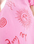 New Look v neck midaxi dress in pink print