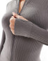 Фото #2 товара ASOS 4505 Icon seamless rib zip up long sleeve top in steel grey