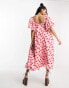 Sister Jane puff sleeve midaxi dress in pink and red heart