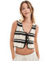 Cotton On tie front detail crochet stripe crop top