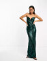 Фото #2 товара TFNC sequin bandeau maxi dress in emerald green