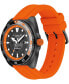 ფოტო #2 პროდუქტის Men's Charter Automatic Orange Silicone Watch 44mm
