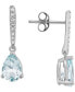 ფოტო #1 პროდუქტის Aquamarine (1-1/5 ct. t.w.) & Diamond (1/10 ct. t.w.) Drop Earrings in 14k White Gold