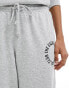 Pieces 'the casual club' slogan wide leg joggers co-ord in grey