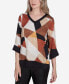 ფოტო #3 პროდუქტის Petite Rue Rivoli V-Neck Patchwork Sweater