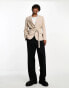 ASOS DESIGN skinny belted blazer in taupe in micro texture