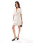 Фото #1 товара & Other Stories linen wrap mini dress with belt in light beige