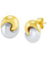 Фото #3 товара Yinyang Design Polished Stud Earrings in 14k Two-Tone Gold, Created for Macy's