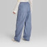 Фото #2 товара Women's Mid-Rise Wide Leg Parachute Pants - Wild Fable Slate Blue XXS