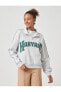 Oversize Sweatshirt Harvard Lisanslı Dik Yaka Fermuarlı