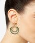 Gold-Tone Green Pave Bow Beaded Orbital Earrings