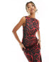 Фото #2 товара ASOS DESIGN slash neck maxi dress in red leopard print