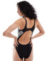 adidas Swim 3 stripe swimsuit in black