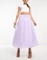 ASOS DESIGN fluffy glitter midi skirt in lilac