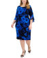 Фото #1 товара Plus Size Round-Neck 3/4-Ruffle-Sleeve Dress