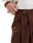 Фото #3 товара ASOS DESIGN smart wide leg trousers with crossover side belt in brown