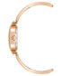 Women's Three Hand Quartz Rose Gold-tone Alloy with Crystal Accents Bangle Watch, 26mm