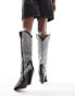 Azalea Wang Perimeter embellished western boot in silver