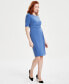 ფოტო #3 პროდუქტის Women's Solid Pleat-Front Elbow-Sleeve Dress